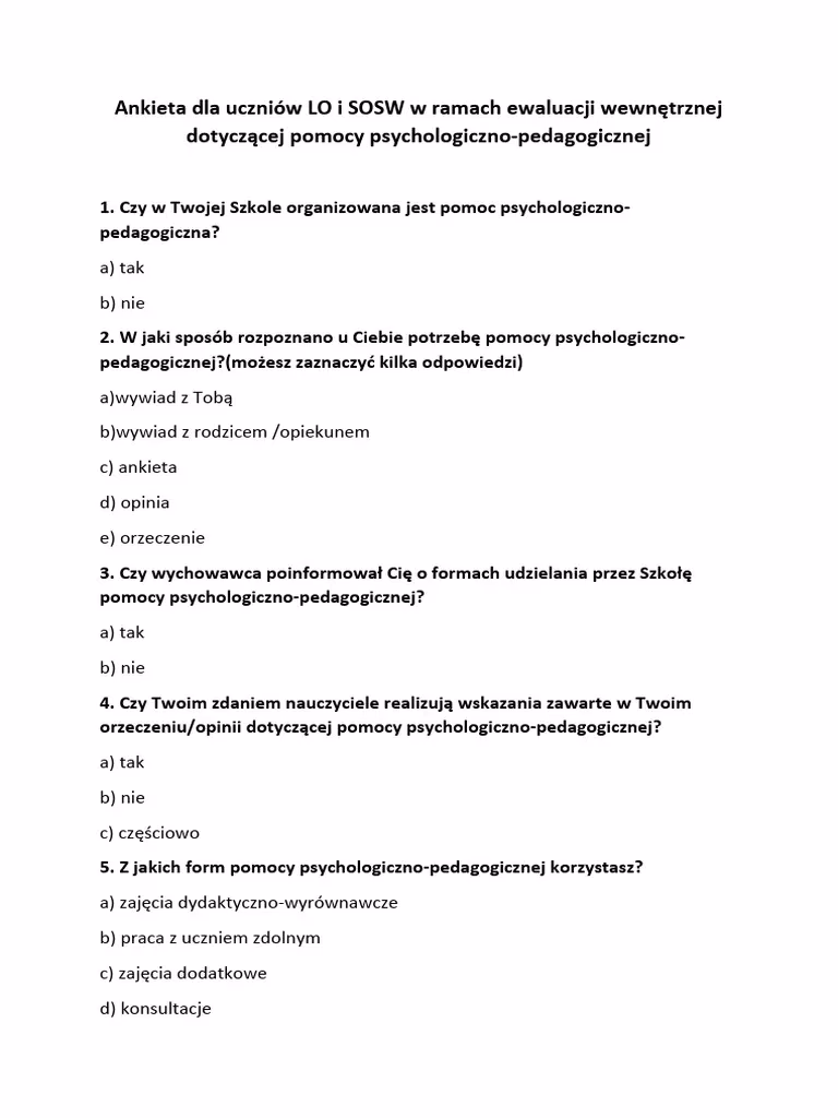 Jakie są dobre ankiety dla uczniów szkół średnich?