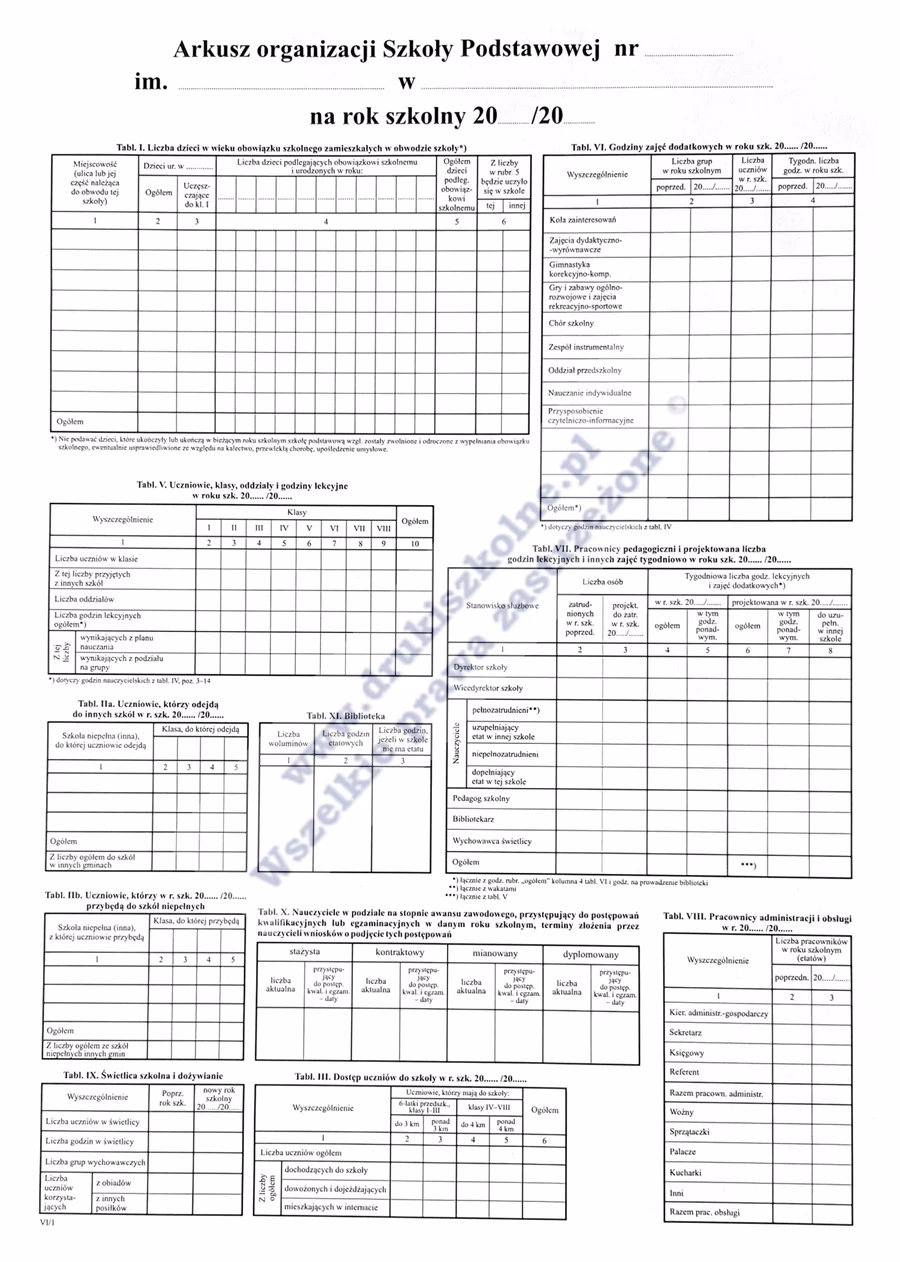 Jaki jest termin składania arkusza organizacyjnego szkoły?