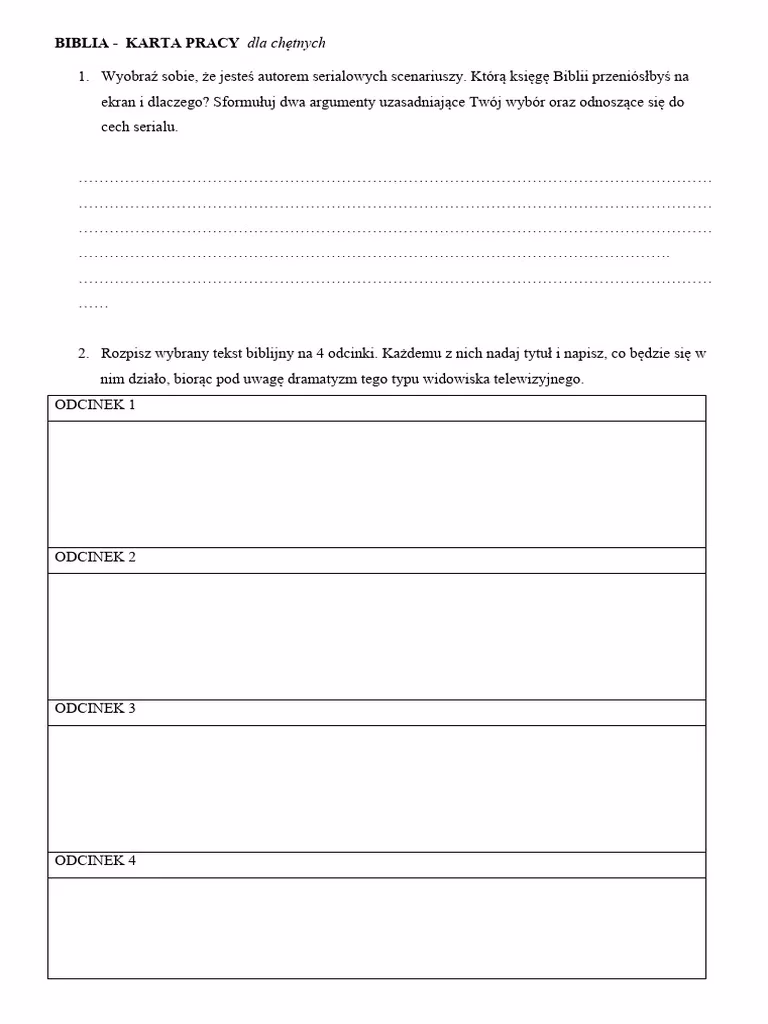 Od którego punktu Biblii powinien zacząć 13-latek?