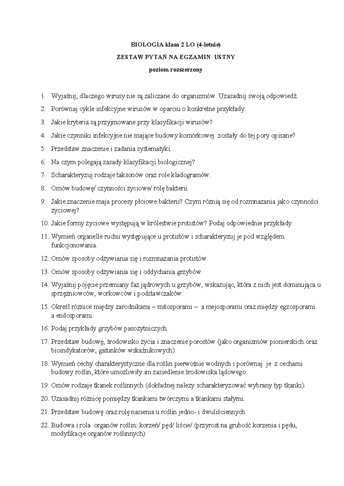 Ile punktów biologia na maturze?