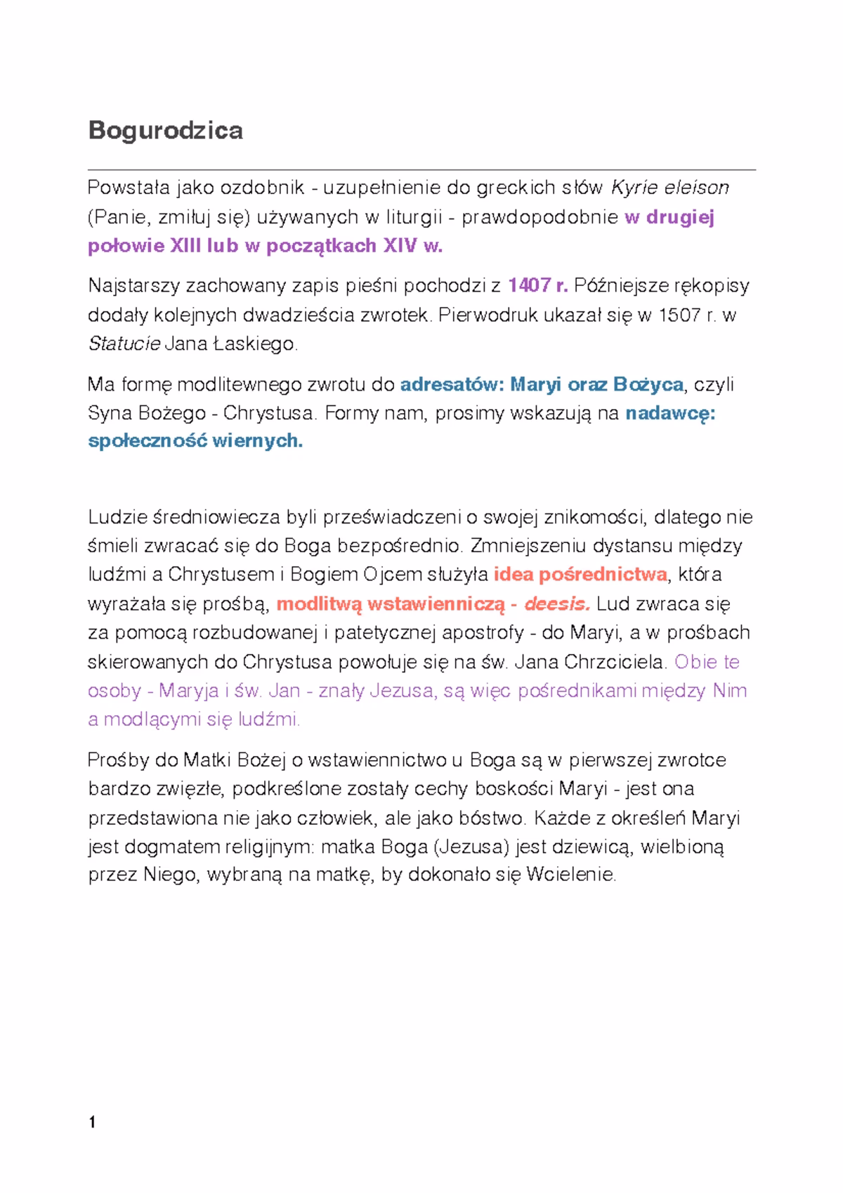 Jaką tematykę porusza Bogurodzica?