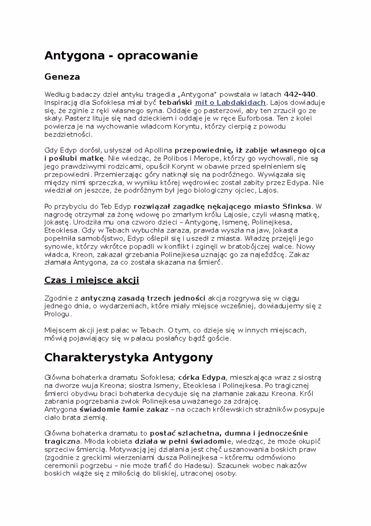 Jaki jest charakter Antygony?