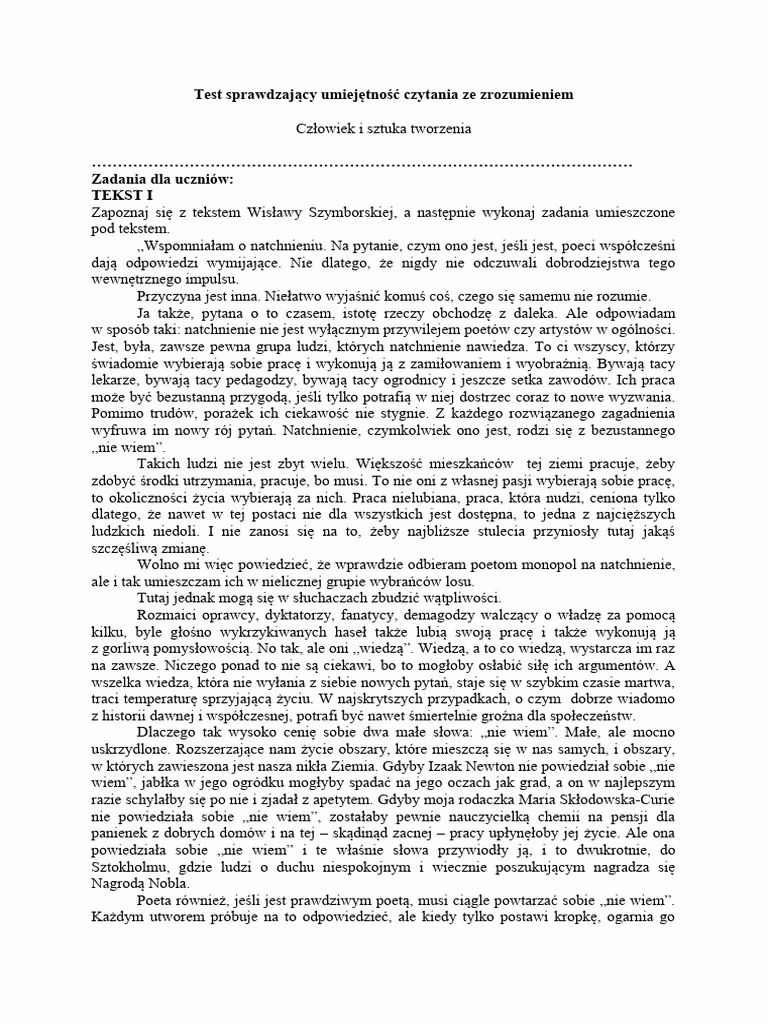 Ile punktów za czytanie ze zrozumieniem?