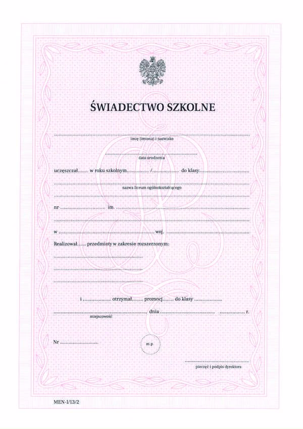 Jaki dokument potwierdza ukończenie szkoły?