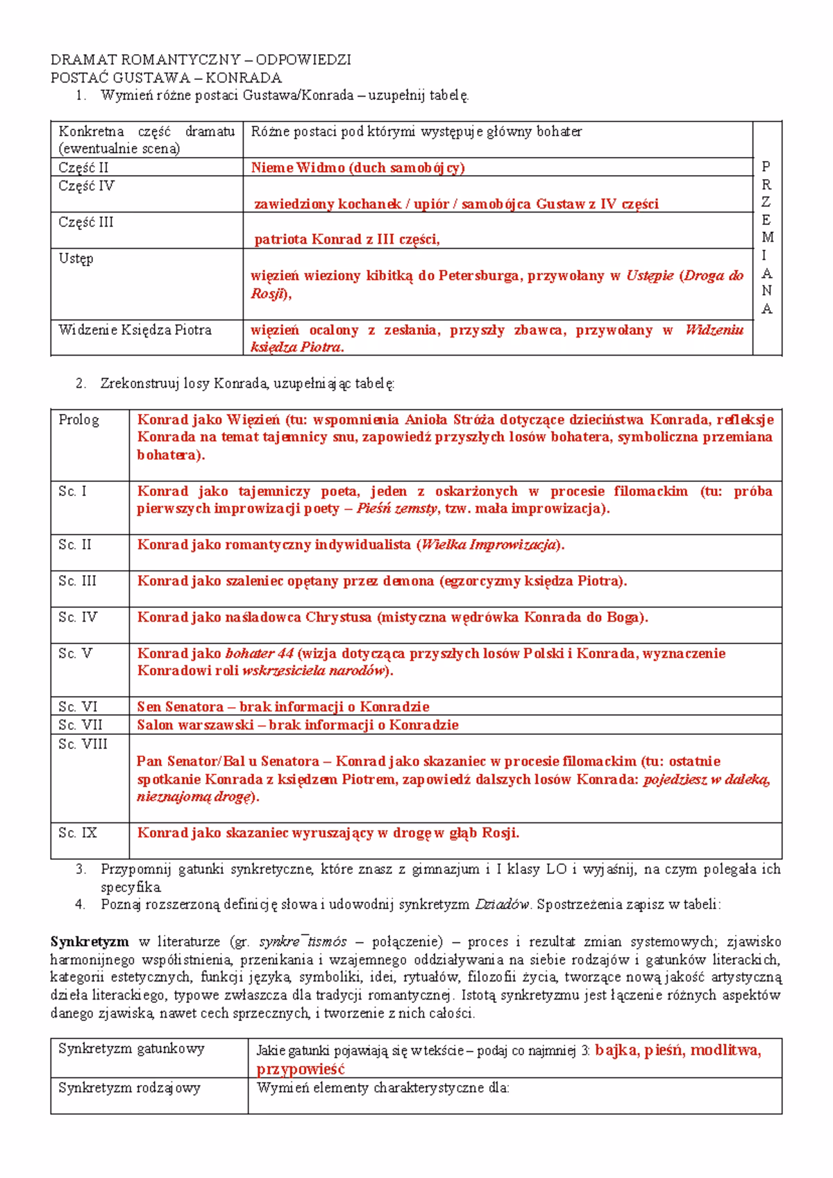 Jakie są przykłady lektur dramatu romantycznego?
