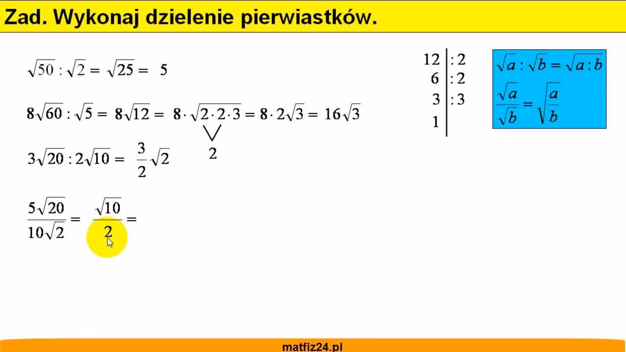 Co się dzieje przy dzieleniu pierwiastków?