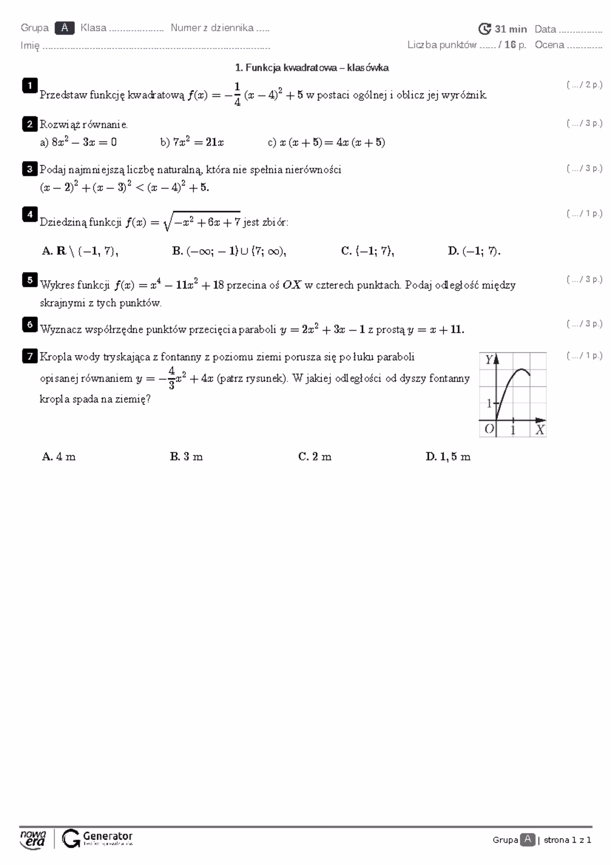 Jak obliczyć wartość q funkcji kwadratowej?