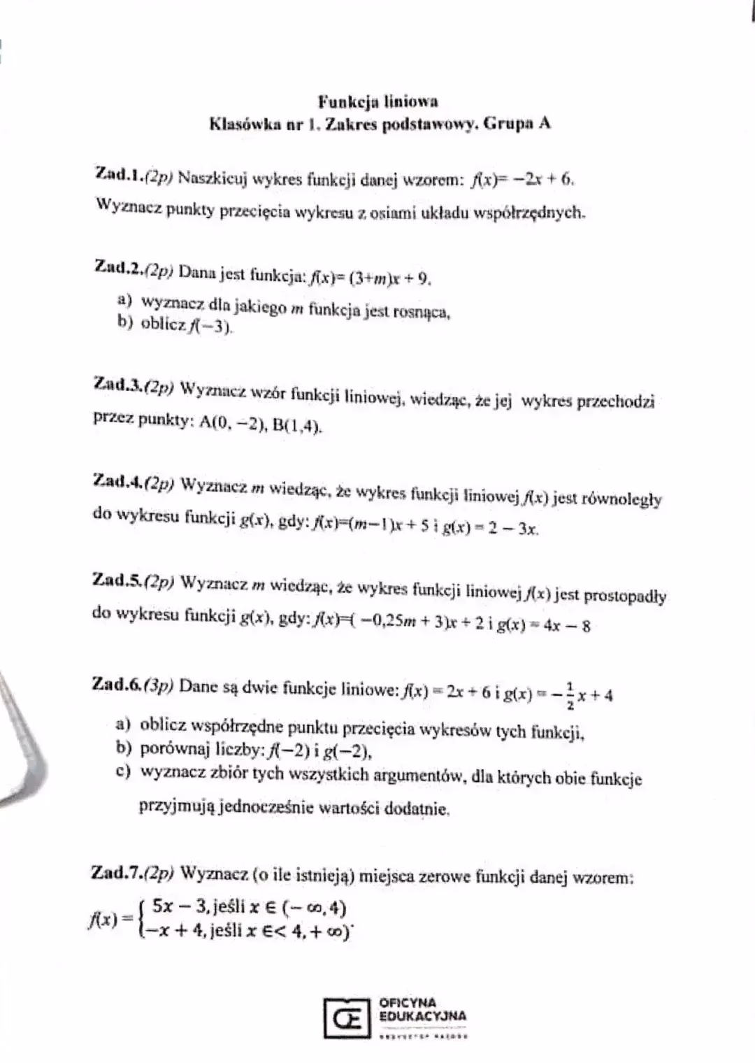 Czy funkcja liniowa może się powtarzać?
