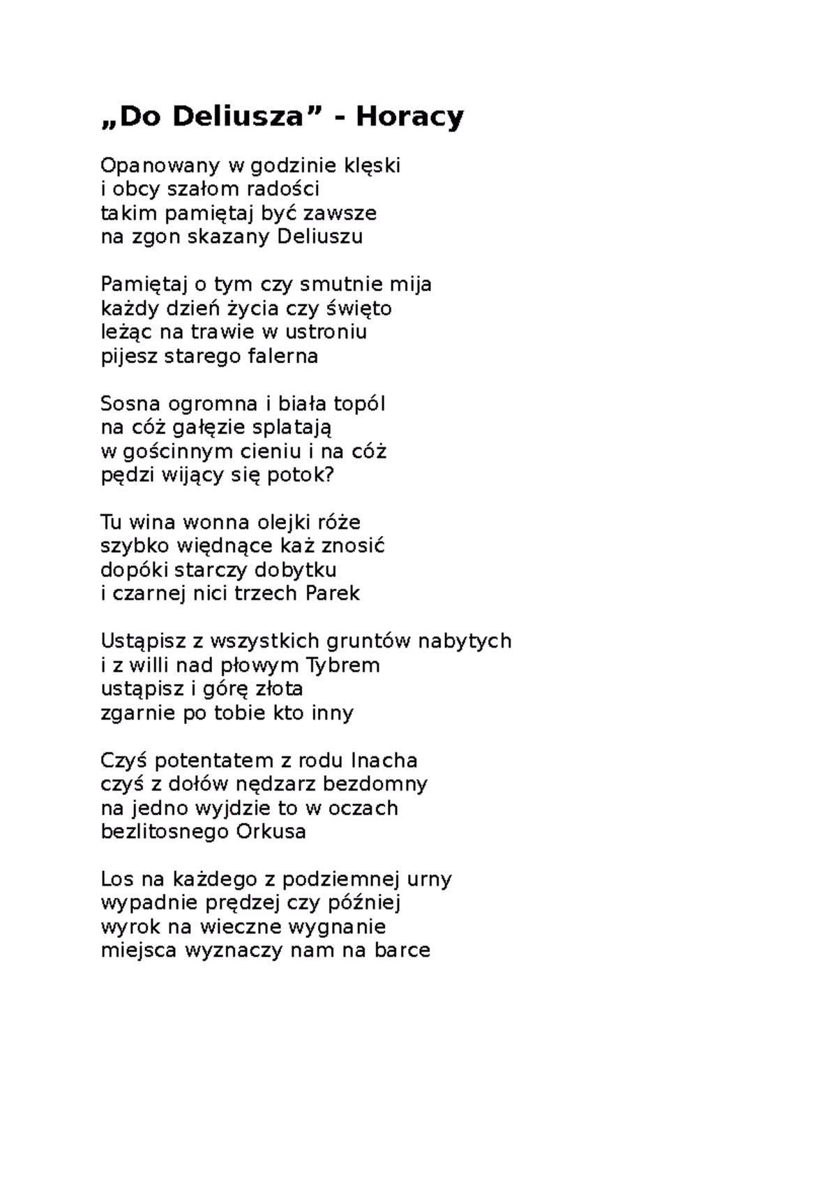 Jaki jest największy utwór literacki Horacego?