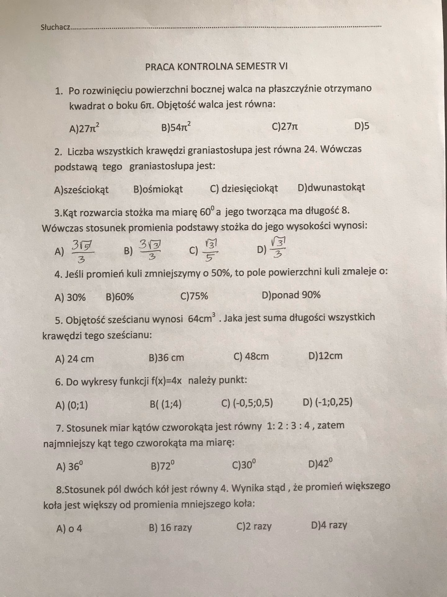 Jak ma wyglądać praca kontrolna?