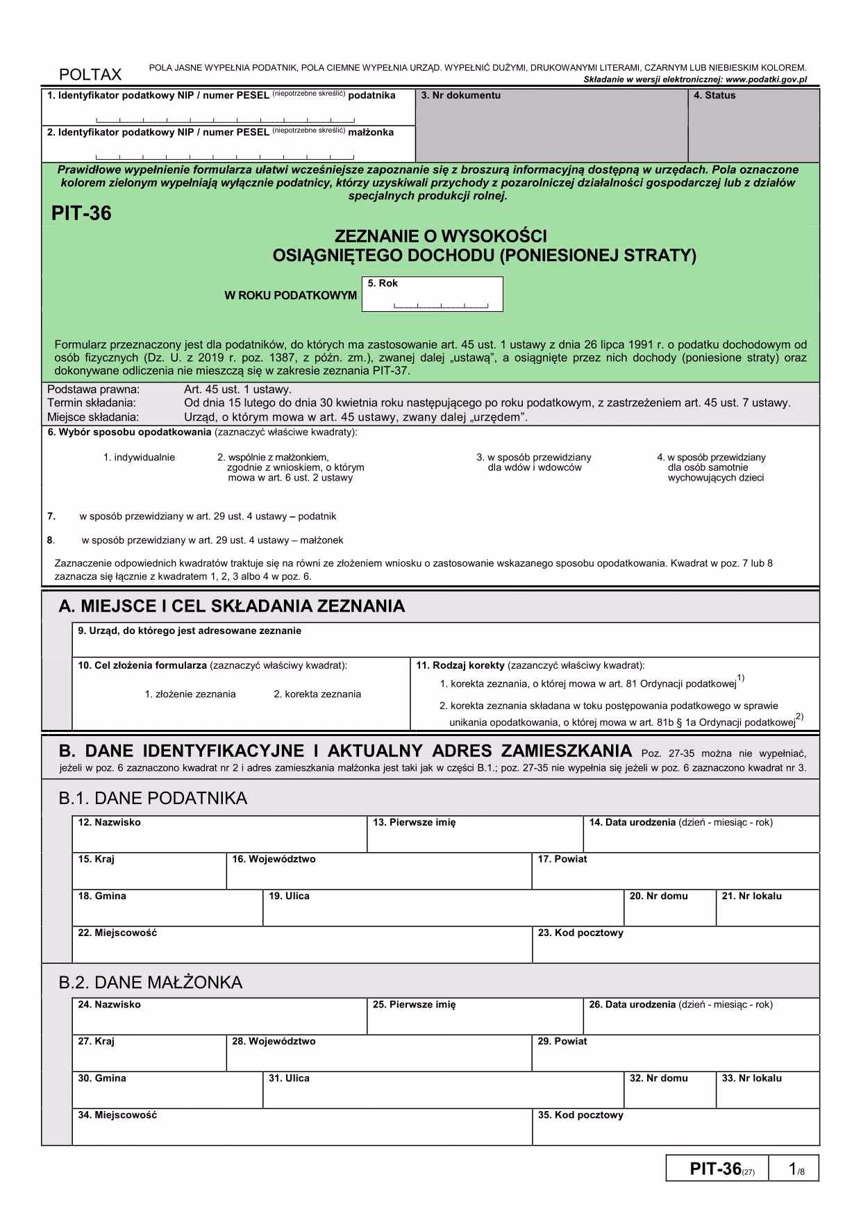 Kiedy PIT-36 a kiedy 36L?