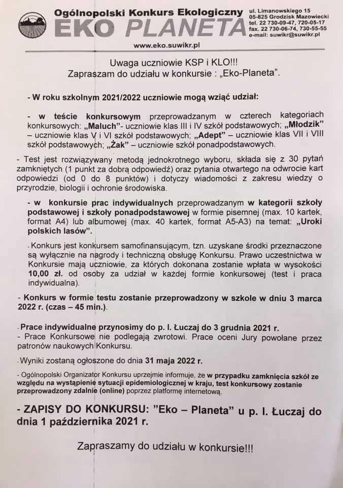 Jakie nagrody w konkursie ekologicznym?