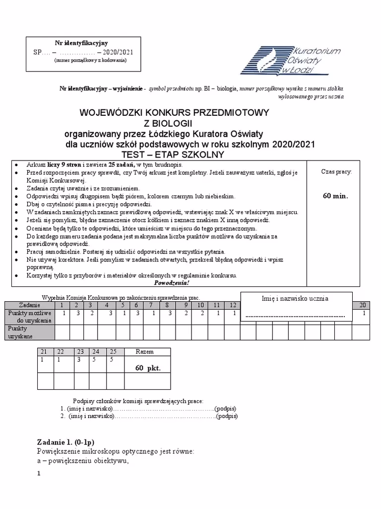 Co daje konkurs kuratoryjny z biologii?