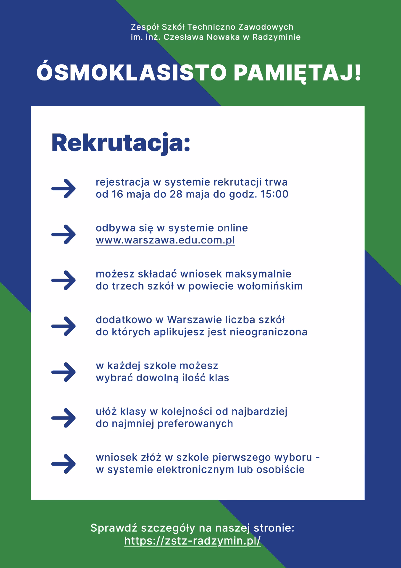 Ile punktów do technikum Radzymin?