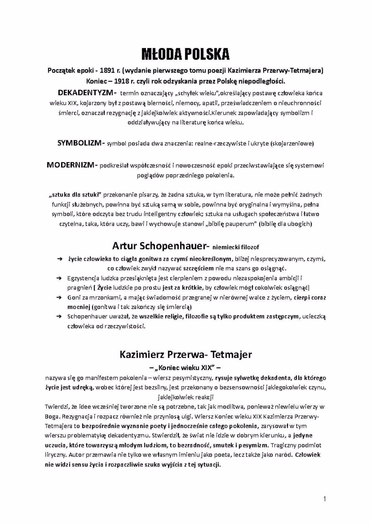 Jakie są 3 nazwy Młodej Polski?