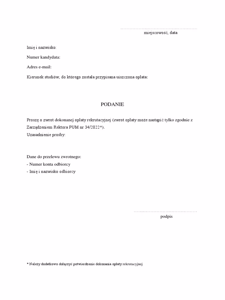 Jak napisać podanie o zwolnienie z opłat?