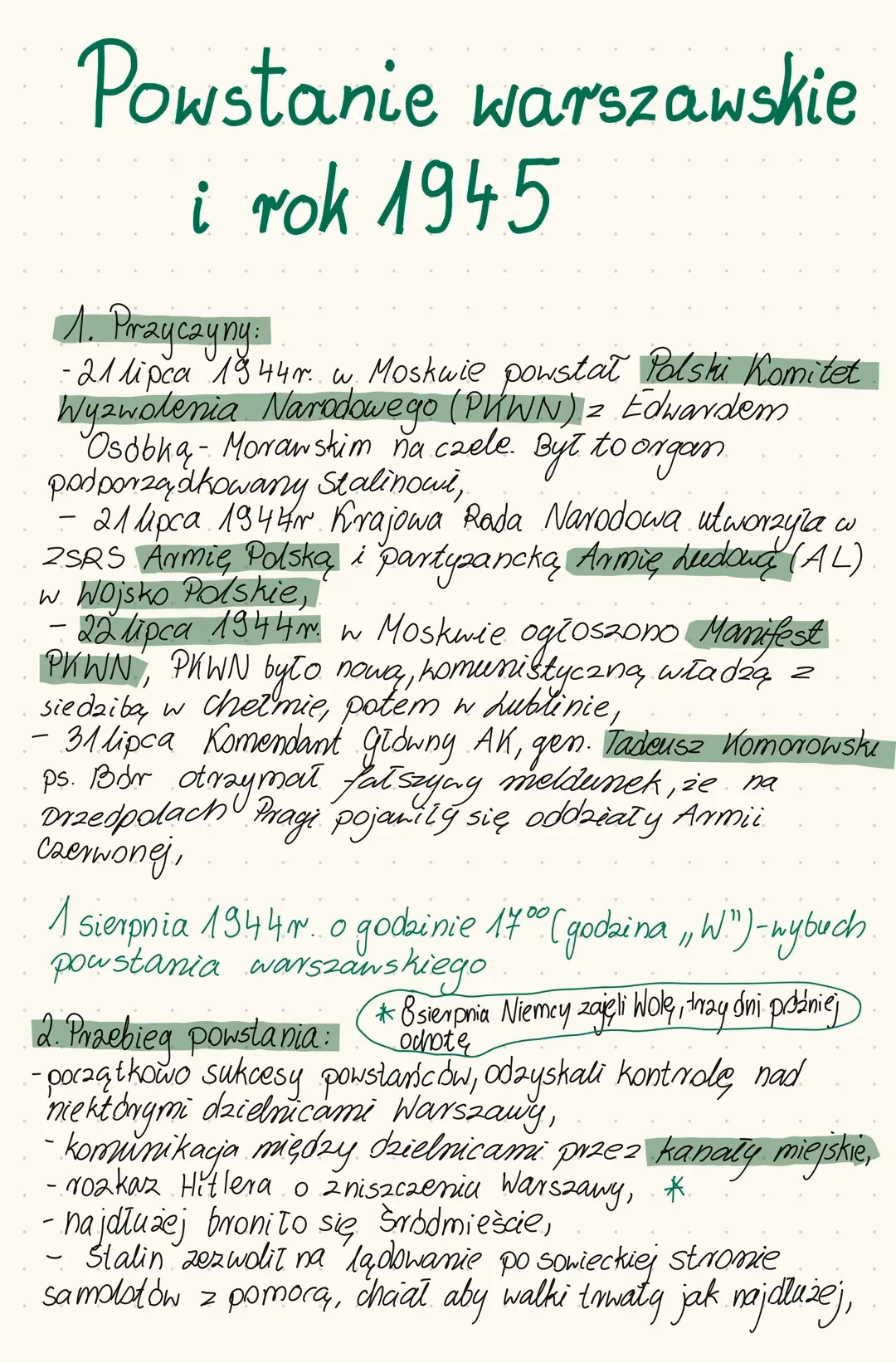 Jakie były trzy przyczyny Powstania Warszawskiego?