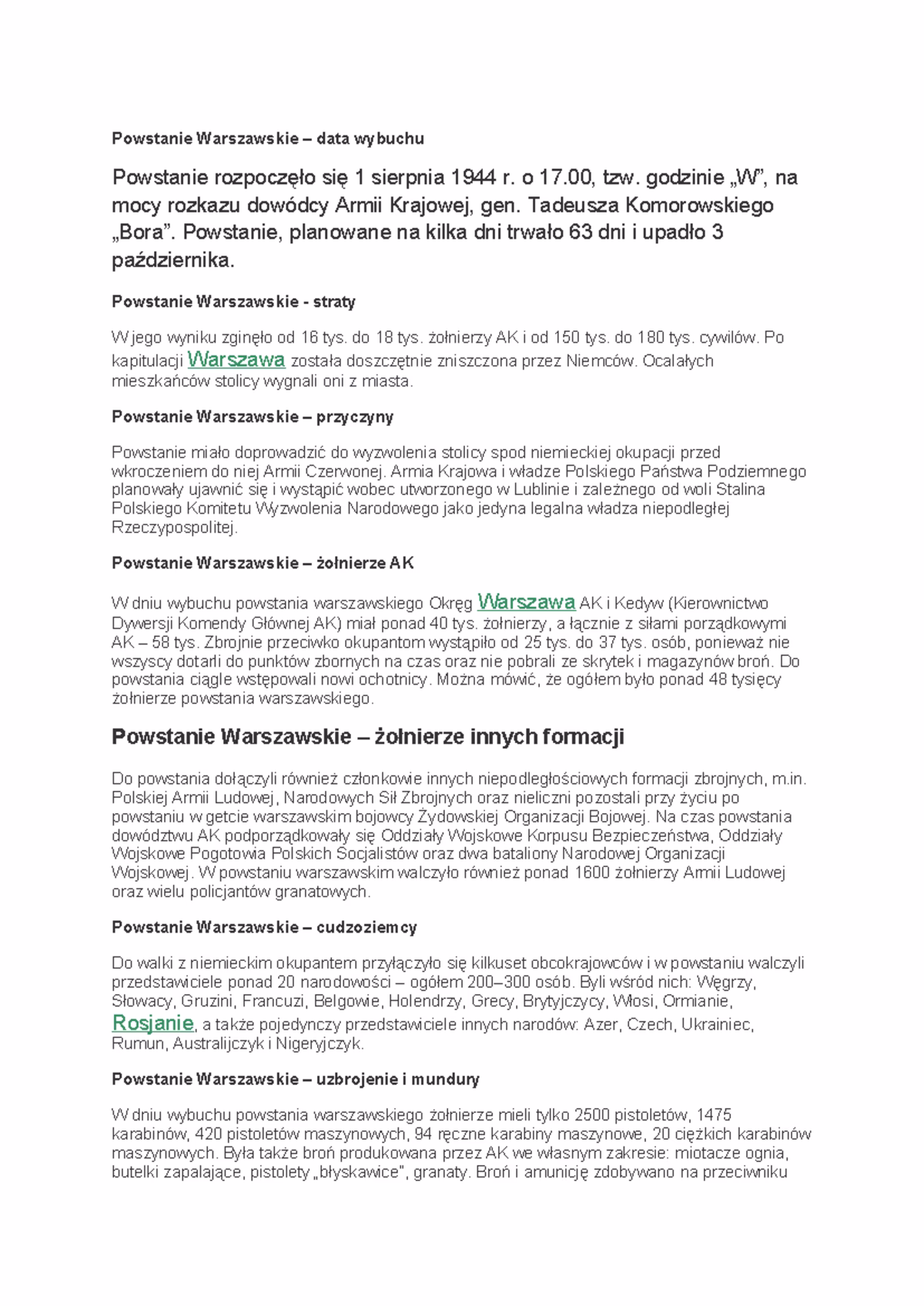 Co trzeba wiedzieć o powstaniu warszawskim?