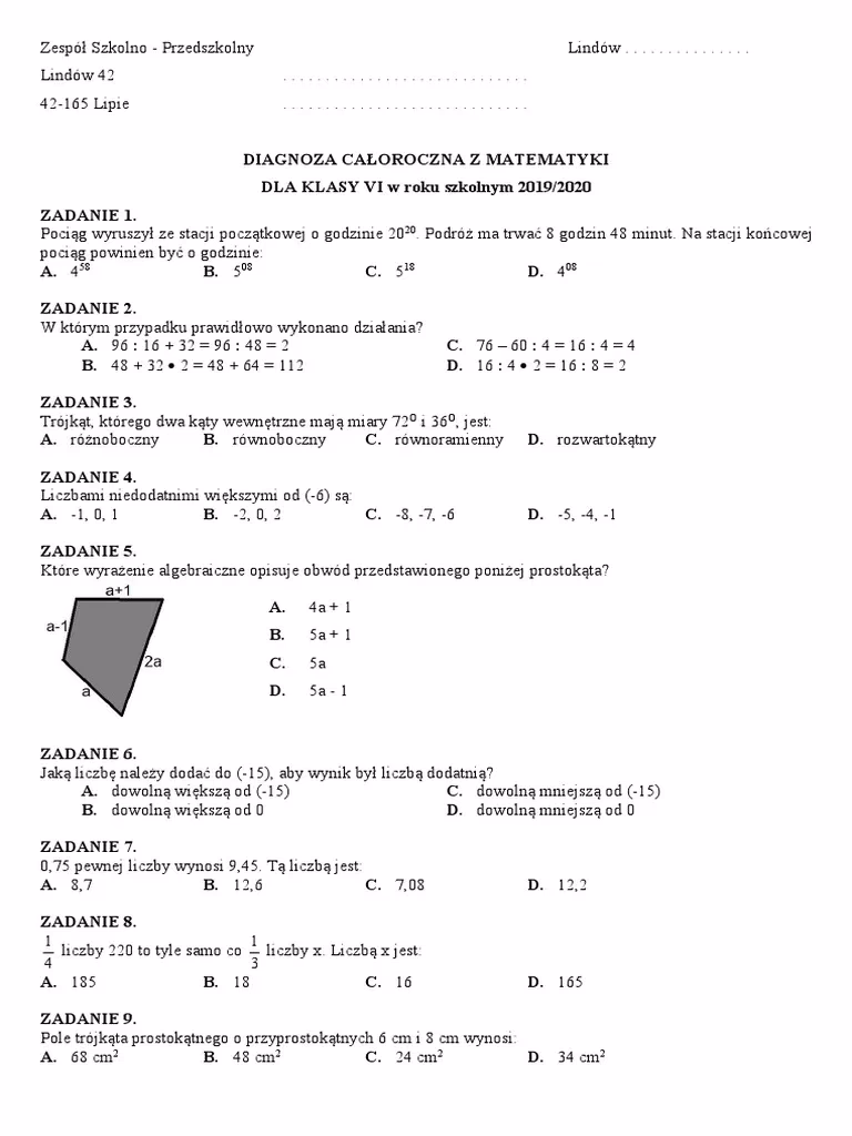 Czym jest test diagnostyczny z matematyki?