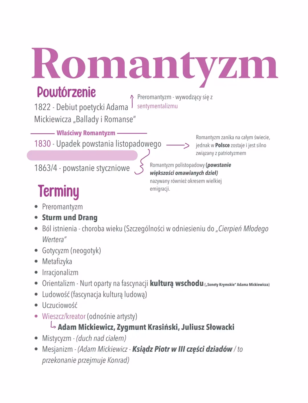 Co trzeba umieć z romantyzmu?