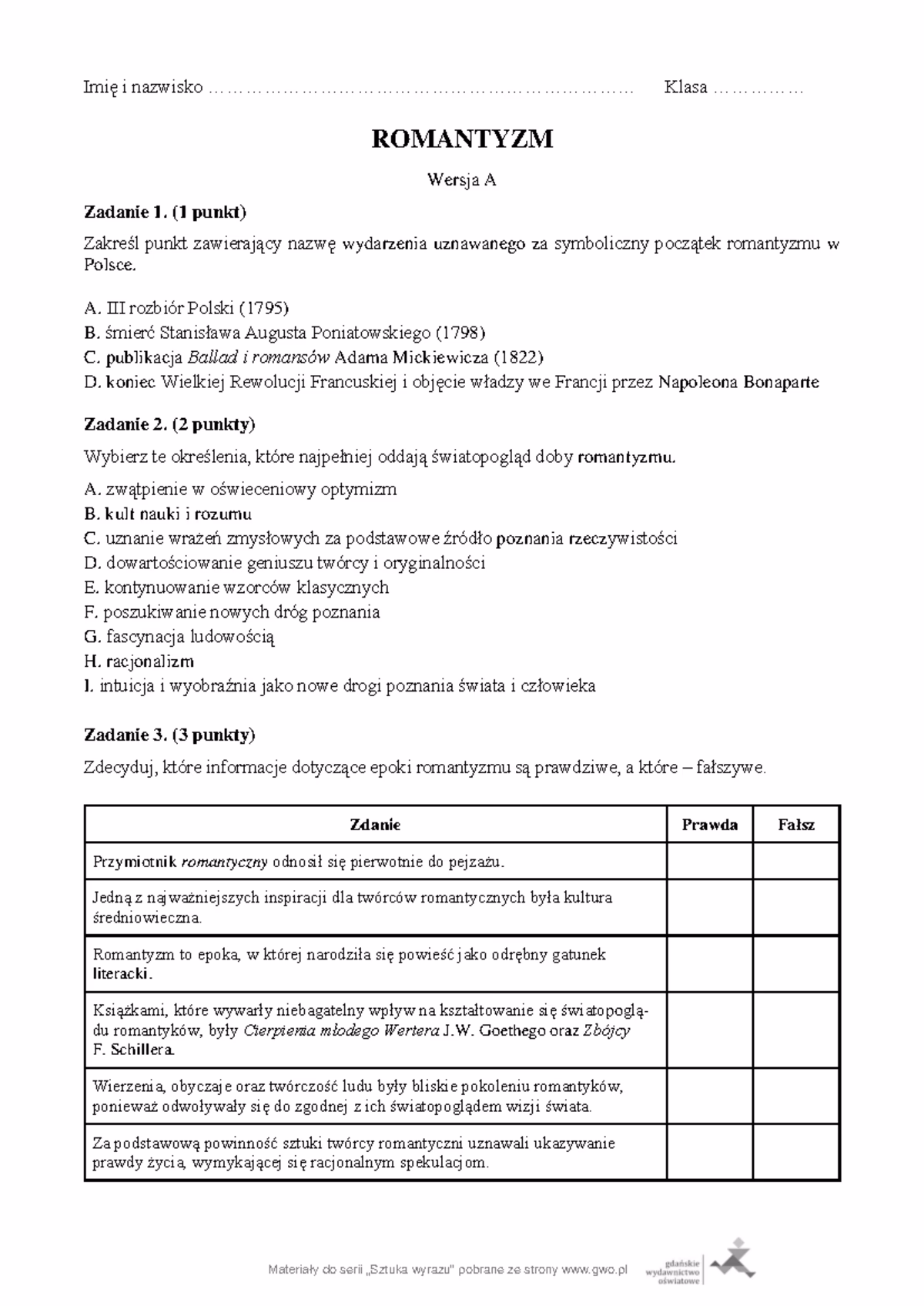 Jakie są 5 i 7 elementów romantyzmu?