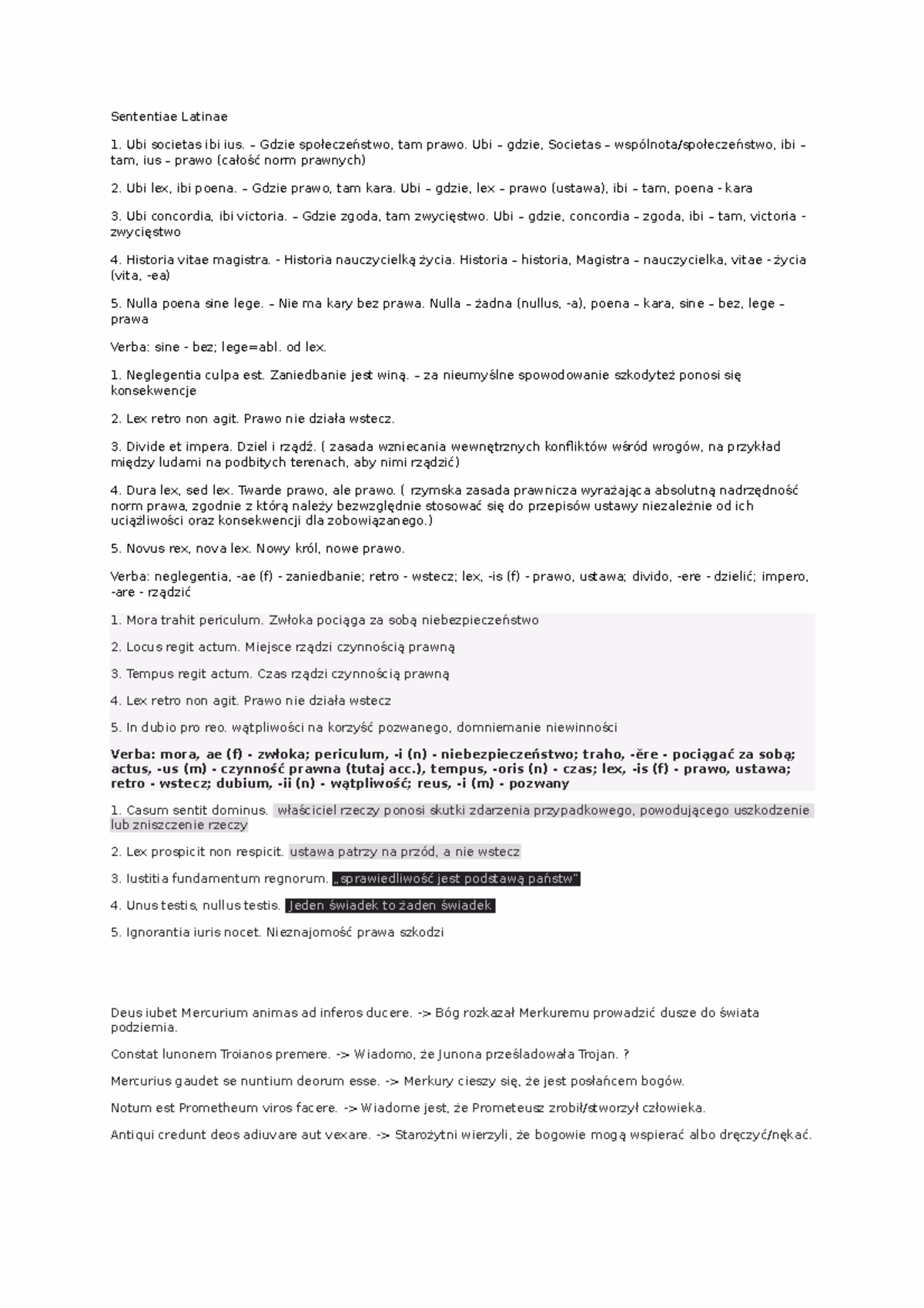 Jakie są sentencje prawne po łacinie?