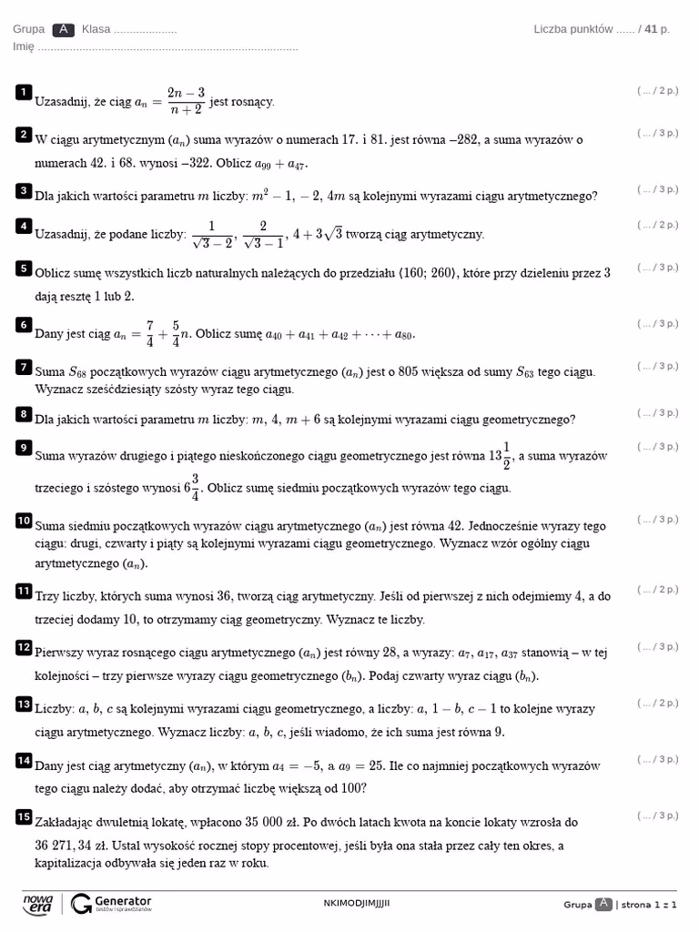 Co oznacza an w ciągach?