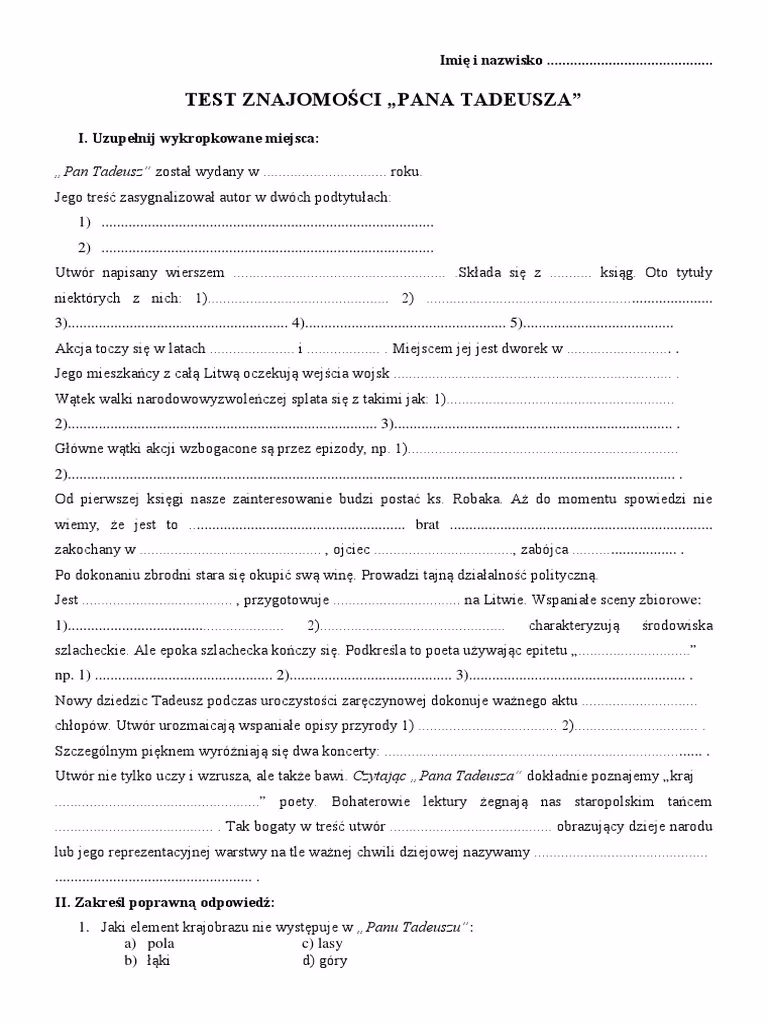 Co trzeba wiedzieć o panu Tadeuszu?