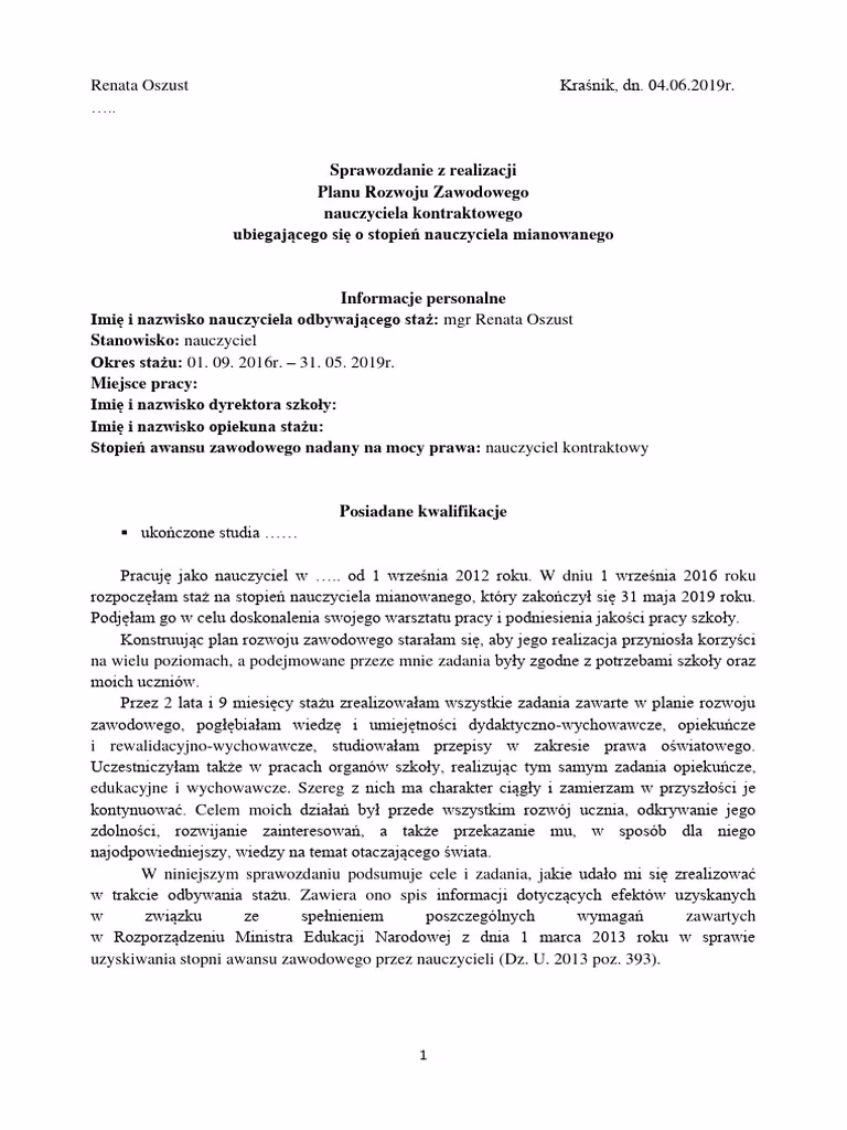 Jak napisać sprawozdanie ze stażu?