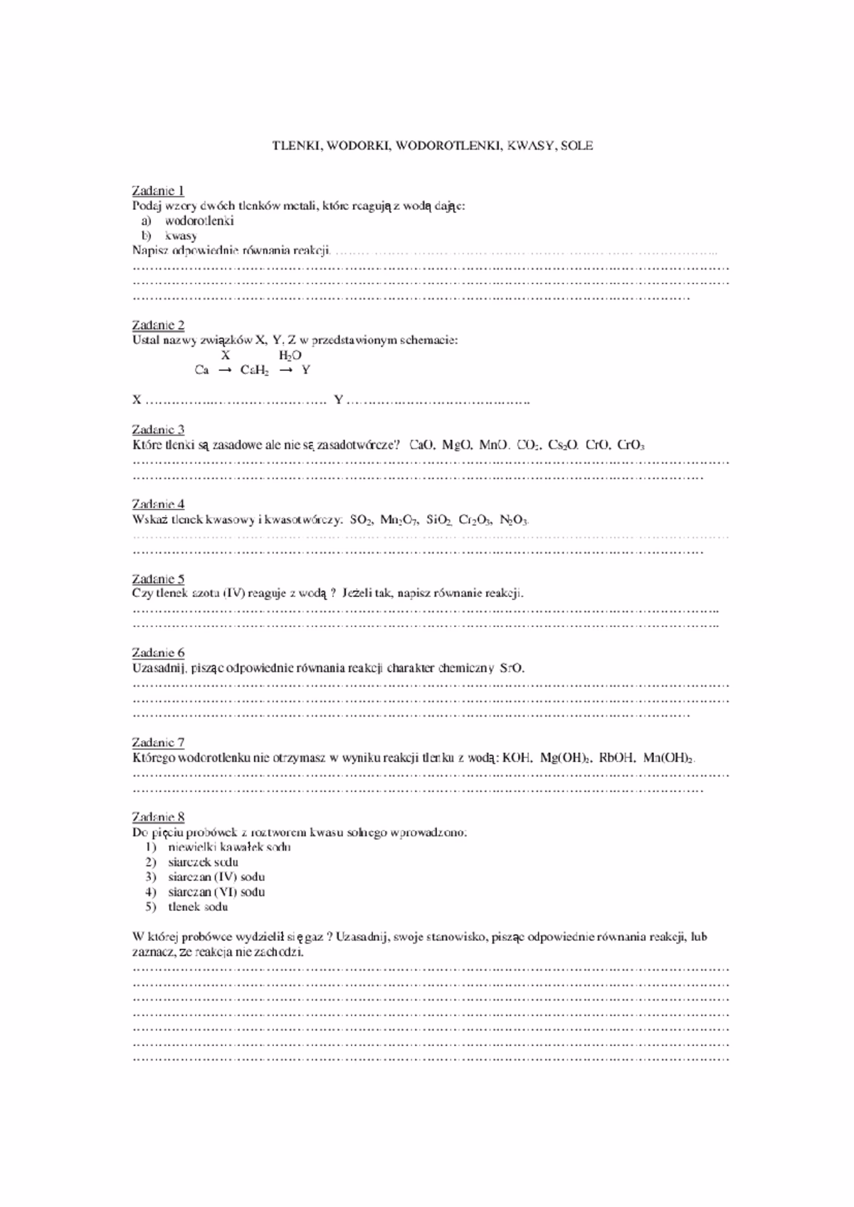 Czy sole reagują z tlenkami?