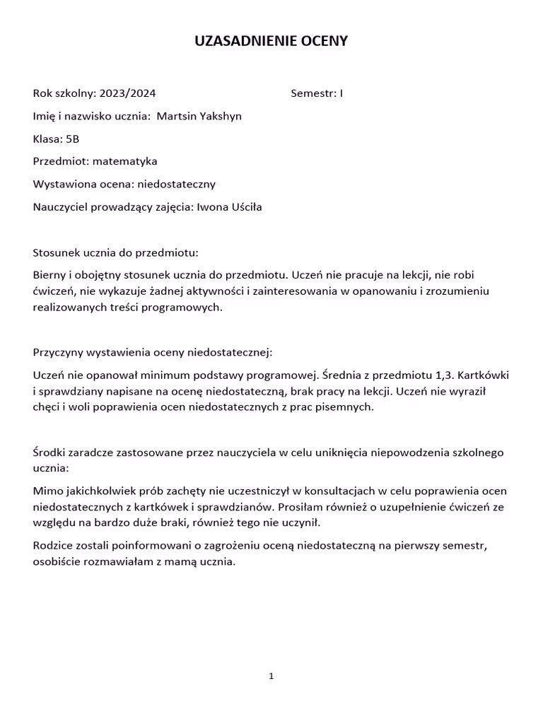 Jakie są uzasadnienia oceny celującej z matematyki?